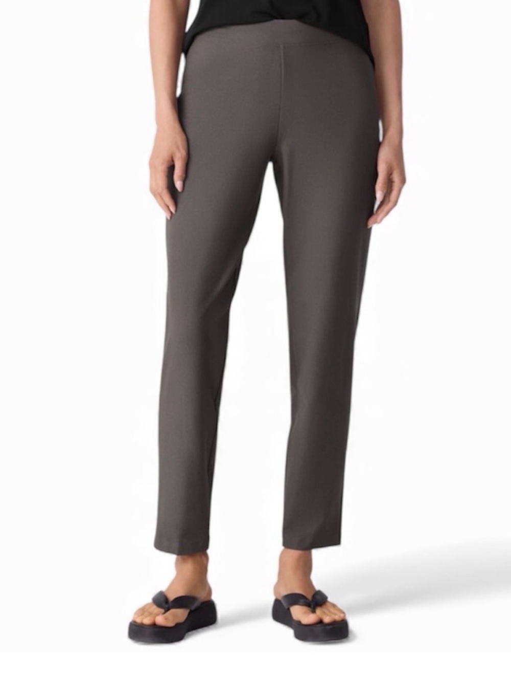 Eileen Fisher Washable Stretch Crepe Slim Ankle Pants Meteor Gray Size Medium - Picture 1 of 8